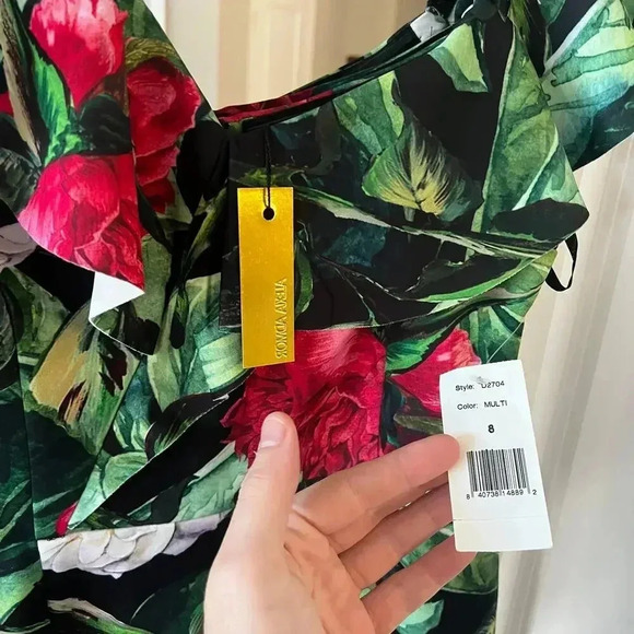 NWT Alexia Admor Scuba Sheath Dress Size 8 Color Green Red - Picture 4 of 7